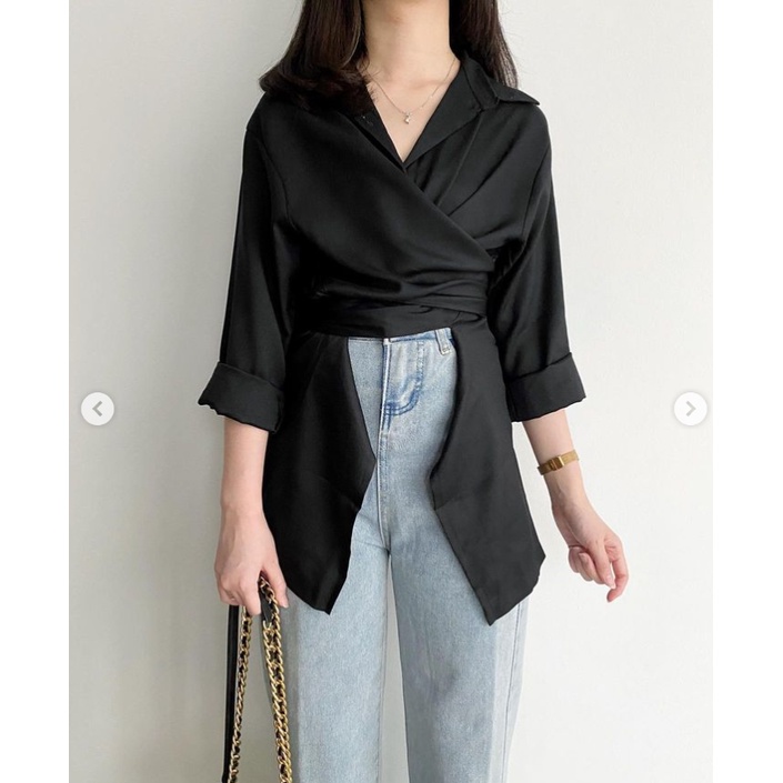 [READY STOCK] Lolly Shirt Long Sleeve Atasan Fashion Wanita 2 Different Styles Multi Looks