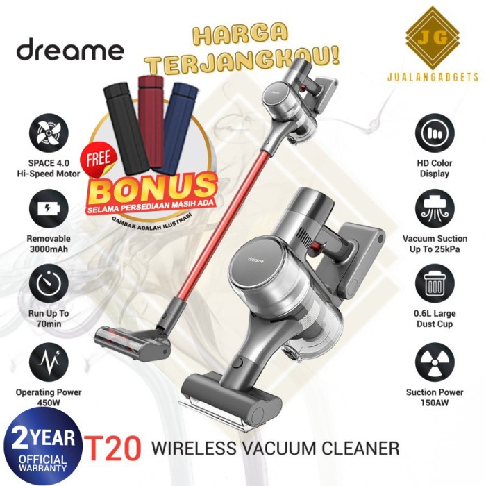 Terlaris  Dreame T20 Vacuum Cleaner 25kPa Cordless Penyedot Debu - Garansi Resmi - Dreame T20