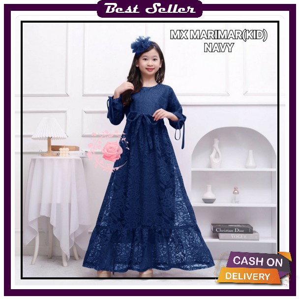 Gamis Anak Perempuan Brukat Trend Terbaru 2023 Sage Grey Lilac Hijau Sage Syari Mazaya Kid Gaun Anak