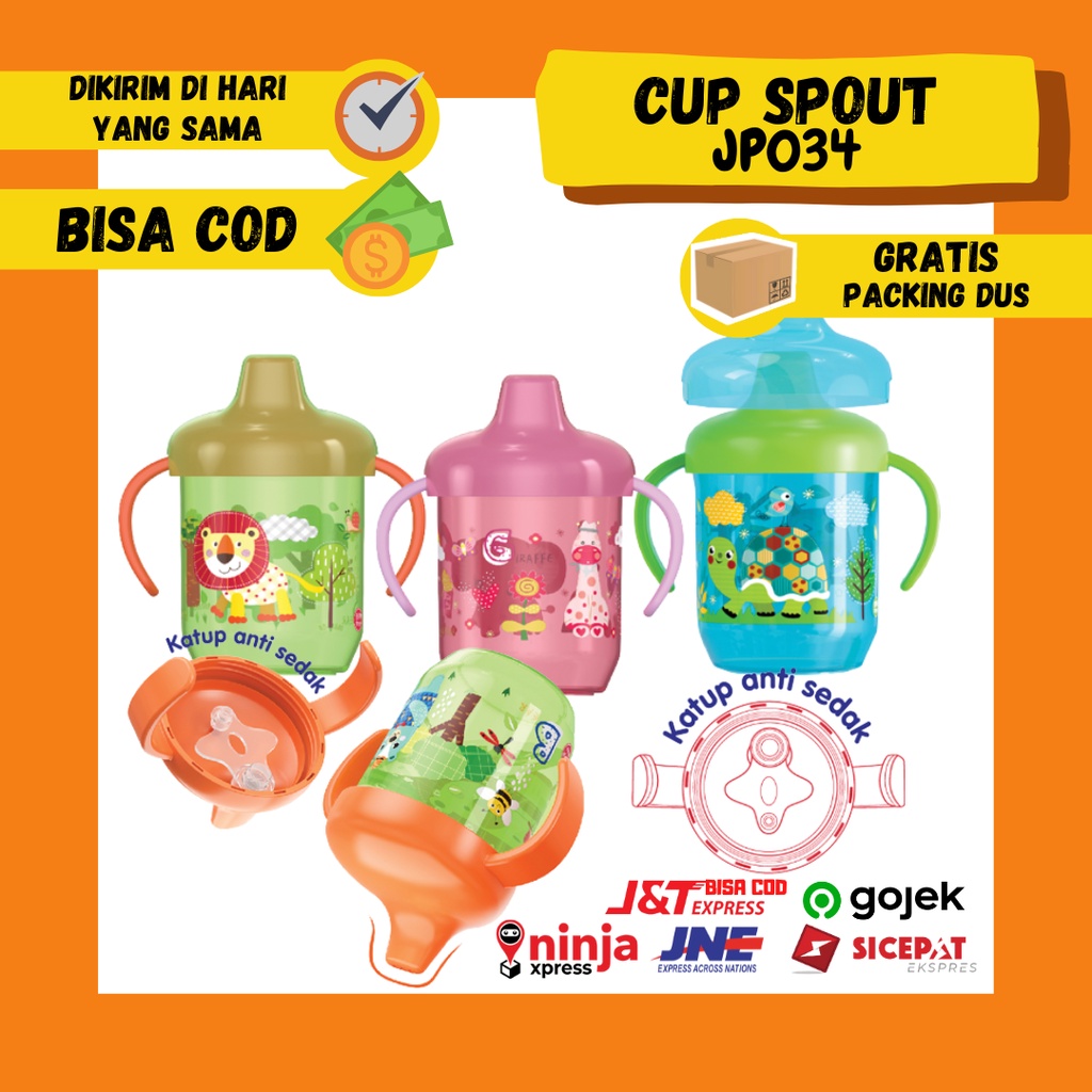 JP034 Cup Spout 260 ml Training Cup 6m + 6m+ 6 Bulan Hard Spout Gelas Anak Bayi