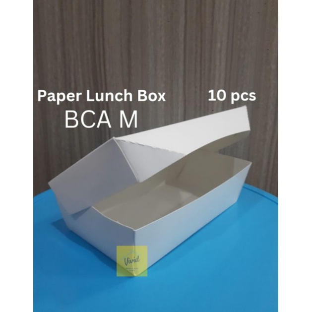 Paper Lunch Box Putih M - Kotak Makan Kertas - Merk BCA - isi 10 pcs