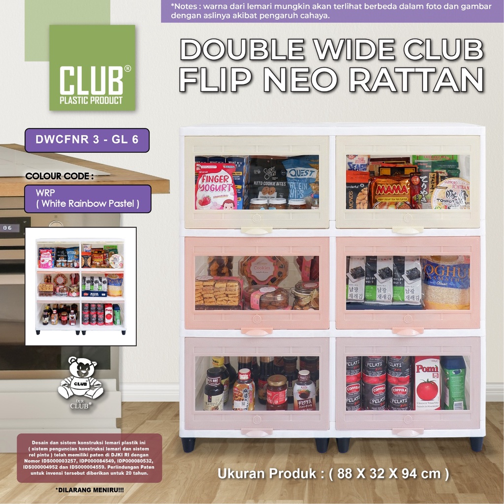 Lemari Plastik Double Wide Flip + Kaca