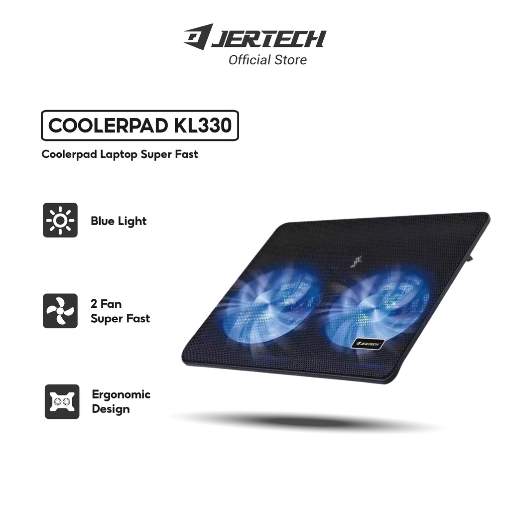 JERTECH Coolerpad Laptop Gaming Pendingin Laptop 2 Kipas KL-330