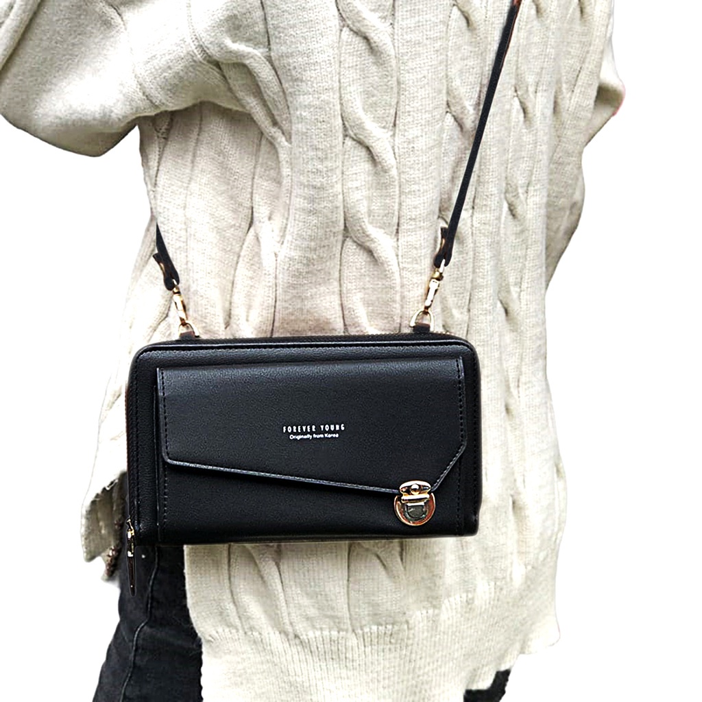 AMY DOMPET APINK, dompet wanita kekinian, dompet penyimpanan uang, kartu dan hp, gratis tali panjang