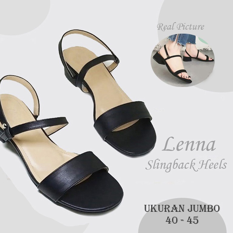 LENNA X ZAGIB SLINGBACK HEEL | Sandal Wanita Daily Classic Big Size / Heels Ukuran Besar 40-45