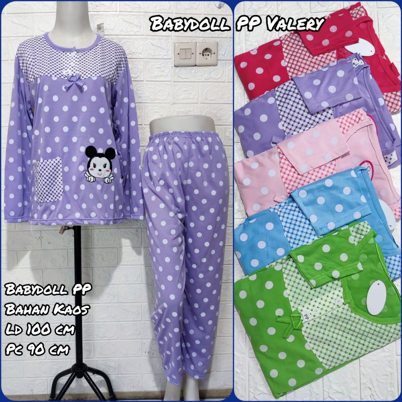 Babydoll Kaos Lengan Panjang Dewasa Baju Tidur Wanita