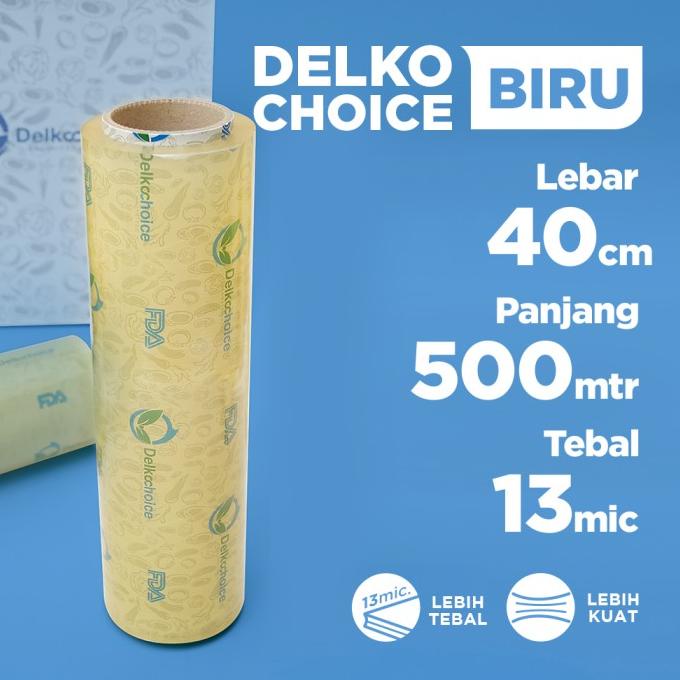 Plastik Wrap Pembungkus Makanan Delkochoice Biru 40cm x 500m rah07