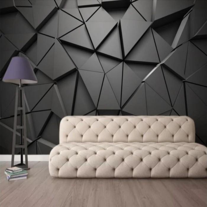 Terlaris Wallpaper 3D Custom Motif Abstrak Geometric Black