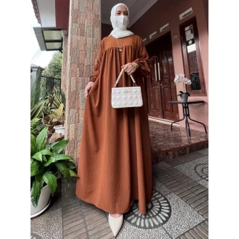 CRINKLE DRESS AIRFLOW LUNA DRESS TERBARU GAMIS MUSLIM WANITA KEKINIAN TERMURAH TERBARU COD