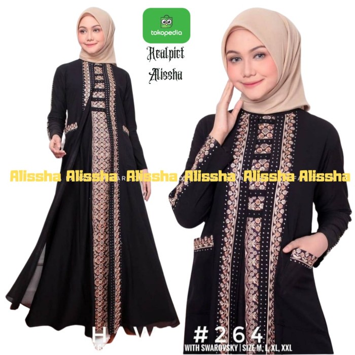 Gamis Gamis Abaya Turkey/Arab Jersuy Mix Ceruty Mote Terbaru - Hitam, M(T7E2) Gamis Turkey Gamis Tur
