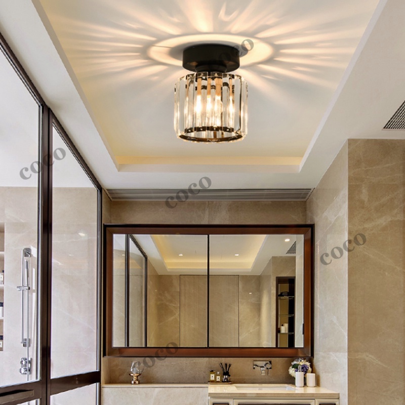 【penjual lokal】Kristal Plafon Rumah Lampu Ceiling Kristal Kotak Modern Crystal Round Ceiling Lamp Lampu Plafon Gantung Kristal