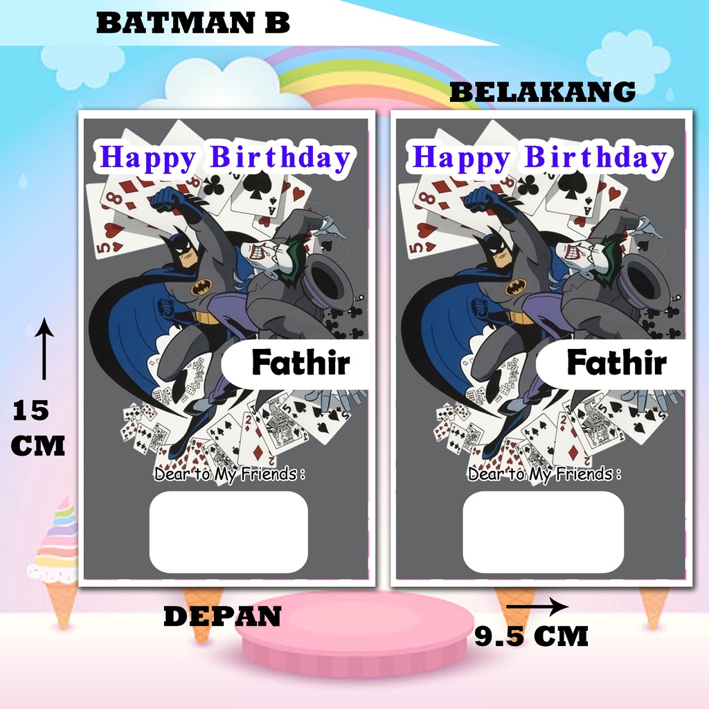 BATMAN B UNDANGAN ULANG TAHUN PLUS CETAK DAN PLASTIK UNDANGAN ULTAH KERTAS UNDANGAN SURAT UNDANGAN B
