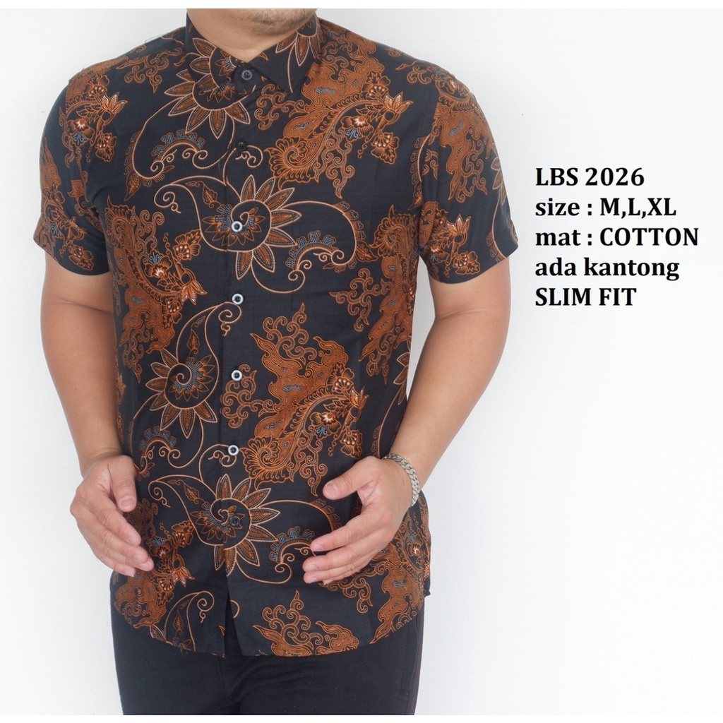 Baju Batik Pria Slimfit Kemeja Lengan Pendek Slim Fit LBS 2026