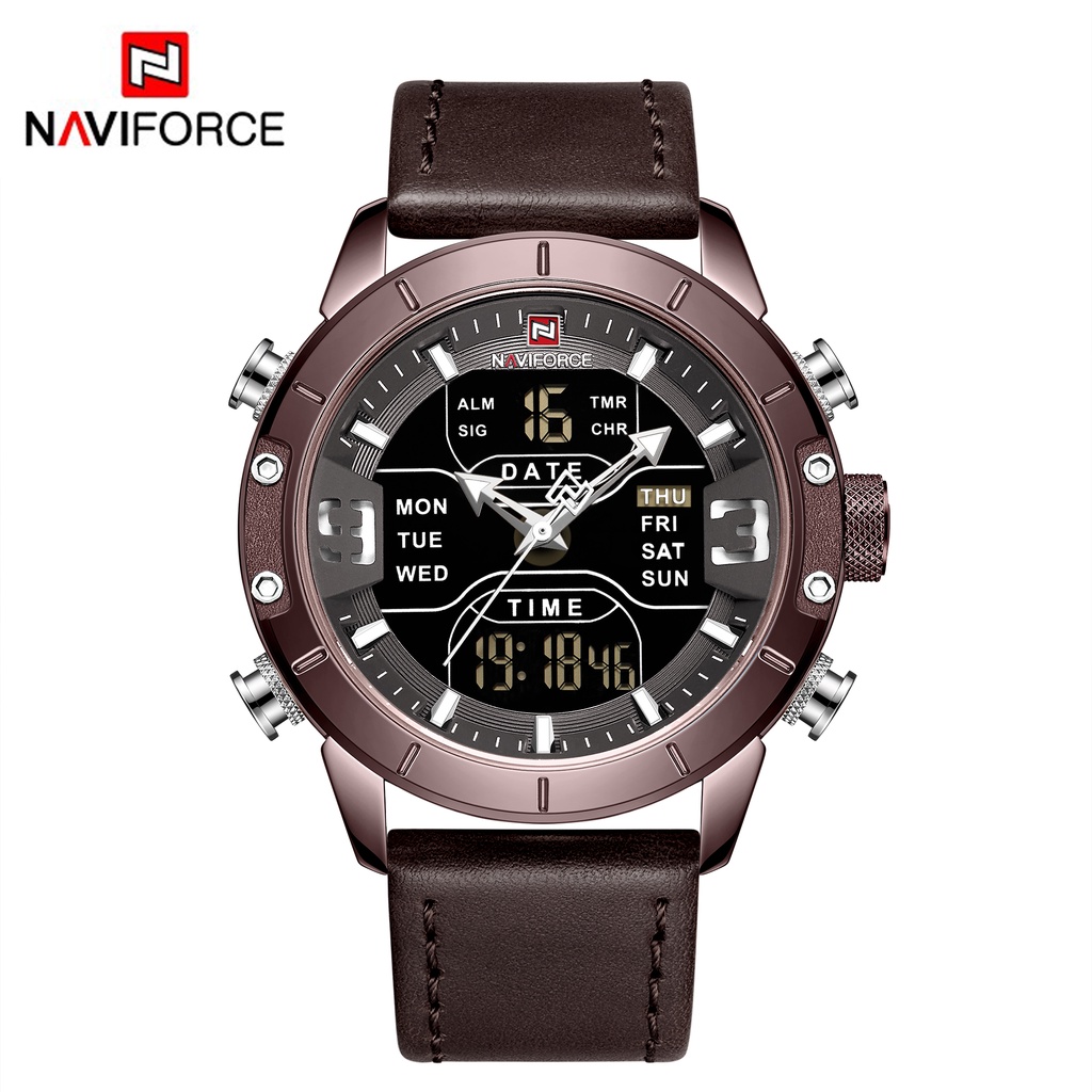 Navi Force Original Jam Tangan Pria Analog Digital Tahan Air Quartz Movement NF 9153L CE/CE/DBN Jam 