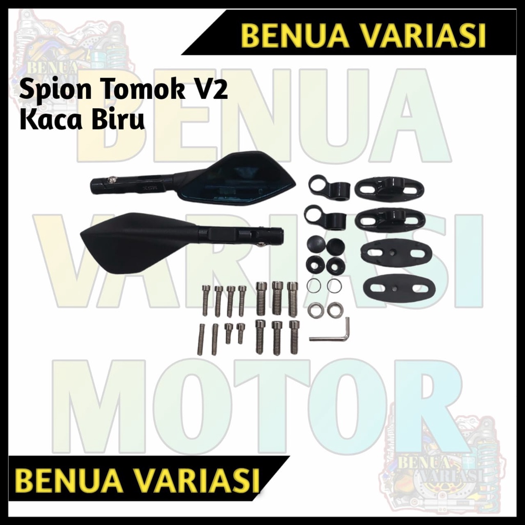SPION TOMOK FULL CNC BLACK RIZOMA V2 VARIASI MOTOR SPION TOMOK V2 KACA BIRU PLUS FREE BAUT NMAX AERO