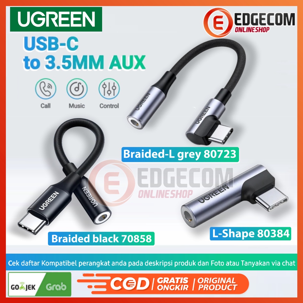 UGREEN Audio Converter Type-C to Aux 3.5mm Female Jack Earphone Kabel Adapter