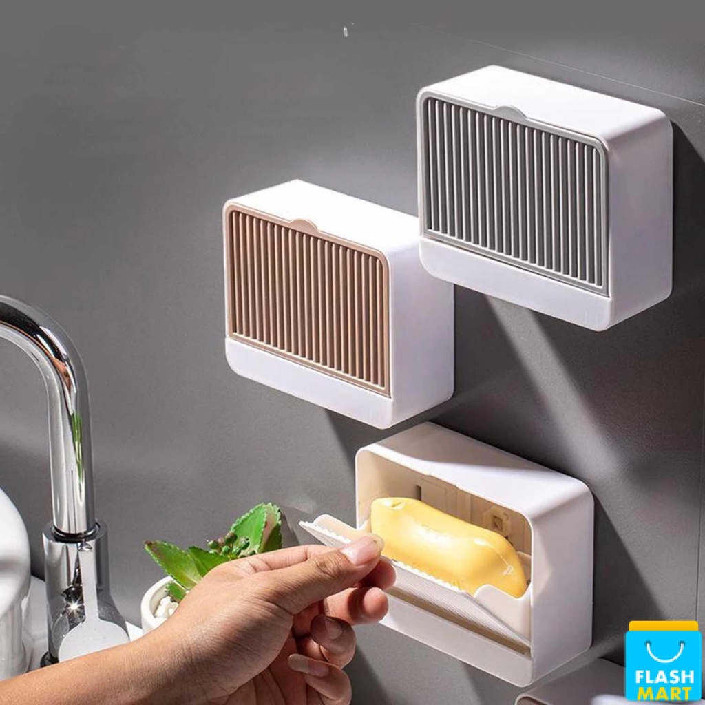 Flashmart Tempat Sabun Kamar Mandi Dinding Tempel Drain Box Soap - K12