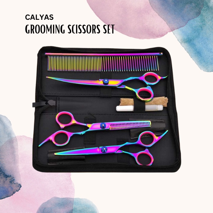 Perlengkapan Gunting Grooming Rambut Bulu Kuku Anjing Kucing Pet Scissors Set