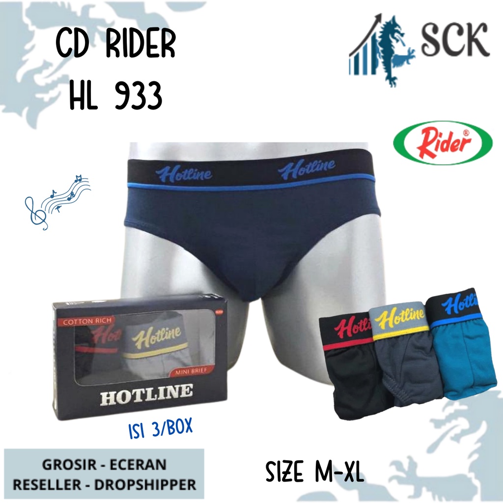 [ISI 3] Celana Dalam Pria HOTLINE 933 karet Brief by RIDER TERMURAH TERBARU / CD Olahraga R 933 / Pakaian Dalam Cowok - sckmenwear GROSIR