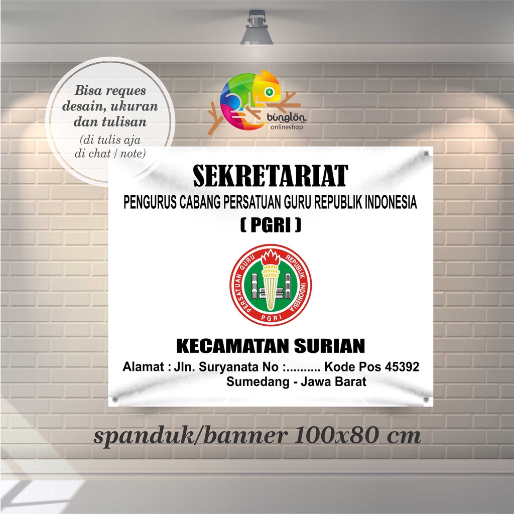 Spanduk, Banner Plang PGRI, Plang Posko Kesehatan, Plang Sekolah, Dll
