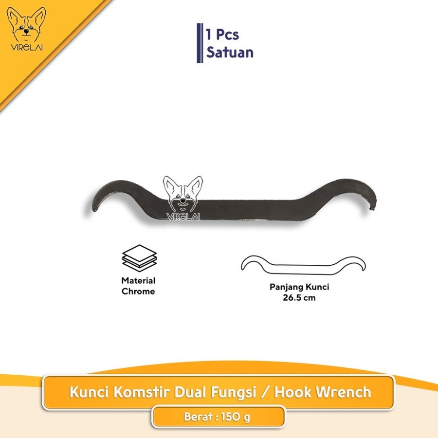 Kunci Komstir Motor 45 - 52 mm / Kunci Komstir Dual Fungsi / Hook Wrench 45 - 52 mm