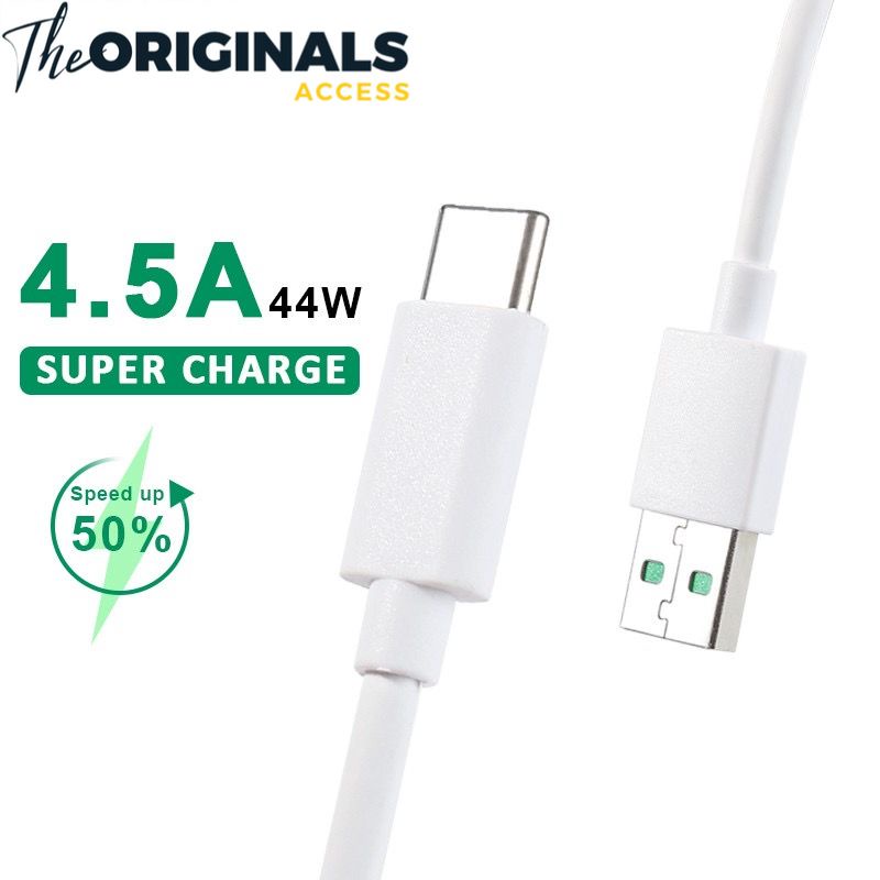 Kabel Data USB Type-C Super VOOC Fast Charging 4.5A 44W Panjang 1M untuk OPPO REALME ANDROID smart Phone BY SMOLL