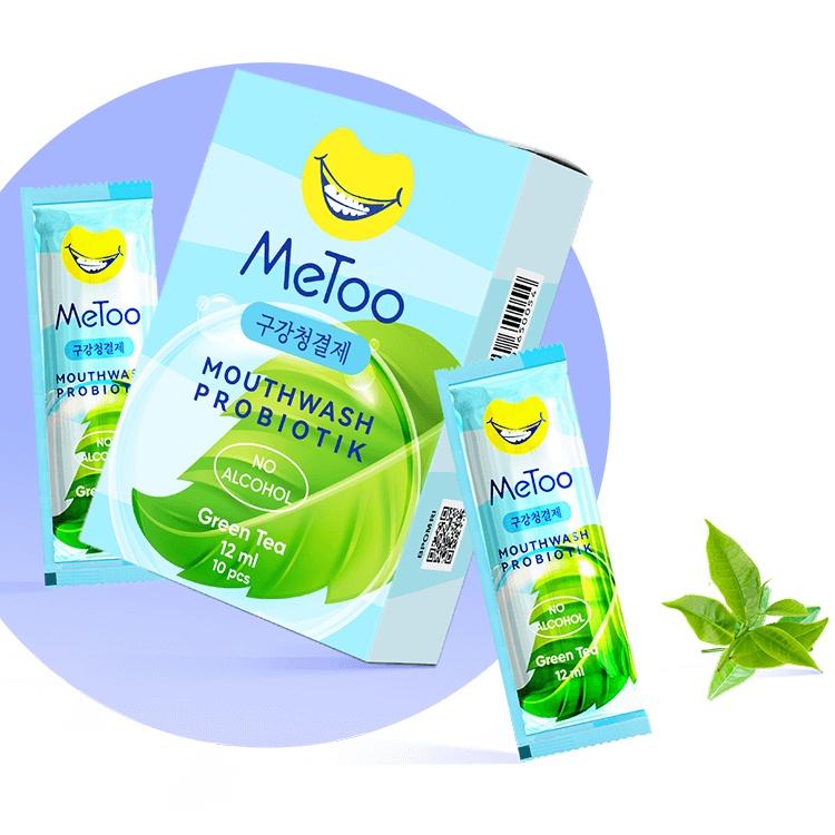 METOO Mouthwash Portable Green Tea || Obat Kumur Probiotik || Nafas segar || Pemutih gigi