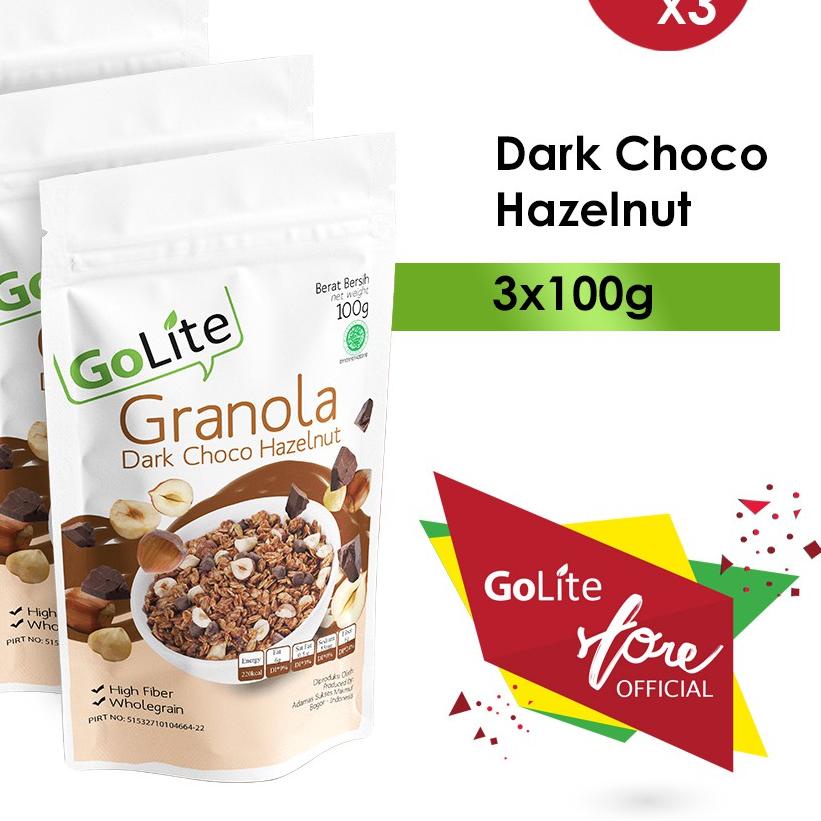 

➻ Granola GoLite Dark Choco Hazelnut Toasted Muesli 100g (Triple Pack) ➲