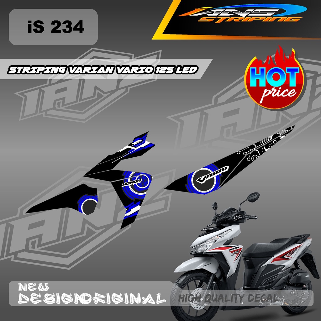 TERBARU STIKER STRIPING MOTOR HONDA VARIO 125 LED VARIASI DESAIN WARNA / STIKER DECAL HONDA VARIO 125 LED / DECAL KERETA HONDA VARIO 125 LED IS234