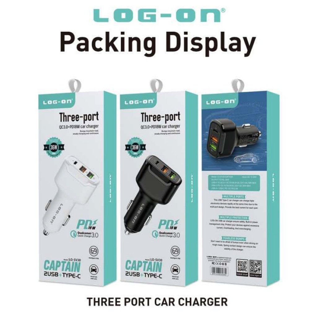 LOG - ON SV30 Saver Mobil PD 18W | USB A 18W Quick Charger 3.0 Fast Charging