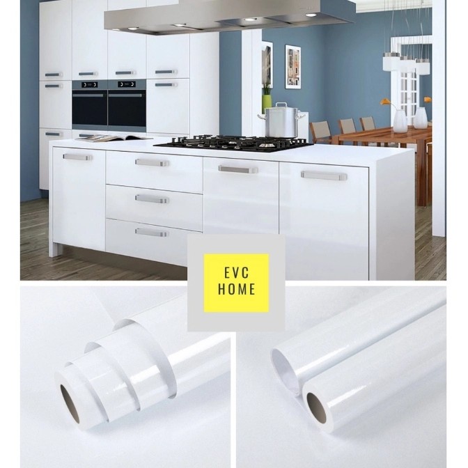 WALLPAPER KITCHEN SET / STICKER DAPUR POLOS PUTIH GLOSSY