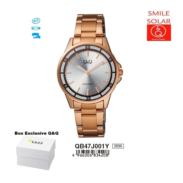 Jam Tangan Wanita Casual Business Rantai Stainless Steel Analog Original Q&amp;Q QnQ QQ QB47 QB47J Series