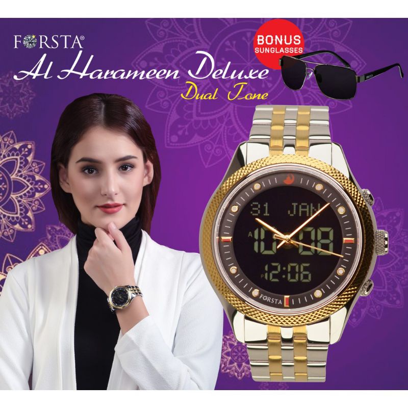 Jam Tangan Pria FORSTA Al harameen Deluxe Dual tone Ori