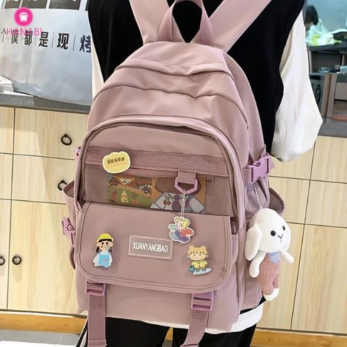 HANABI-tas ransel sekolah MOCHILA + PATCH tas ransel wanita tas jalanjalan tas korea