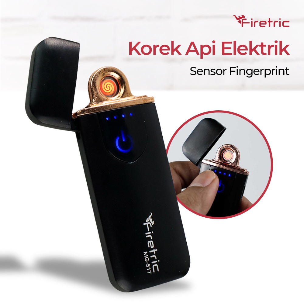 Firetric Korek Api Elektrik Fingerprint Sensor LED - MG-517 - OMHX5SBK Black