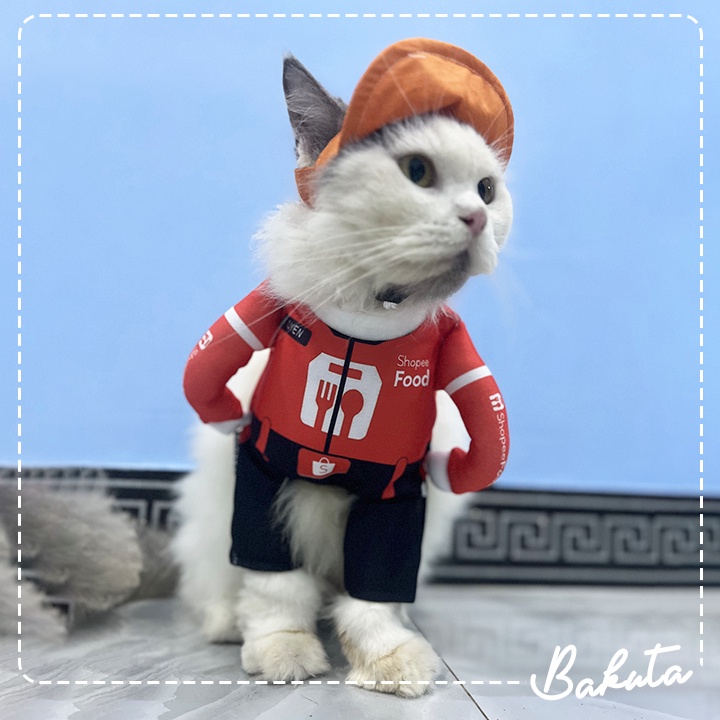 Kostum Seragam Kurir untuk kucing dan anjing Baju Berdiri Kurir Shopee / Kostum kucing Murah / Baju Kucing Tangerang size S-XL