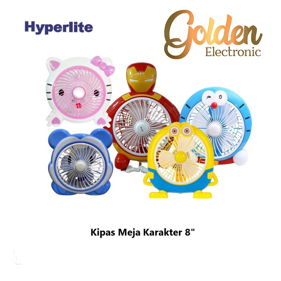 HYPERLITE KIPAS ANGIN MEJA DUDUK KARAKTER ANIMATION CHARACTER ANIMASI HELLO KITTY DORAEMON IRON MAN MINION MICKEY MOUSE DESK FAN 8 INCH  8&quot; KIPAS MURAH BEST SELLER