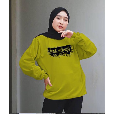 Kaos Lengan Panjang love always / Kaos Sweatshirt / Atasan Wanita / Atasan Wanita Lengan Panjang / A