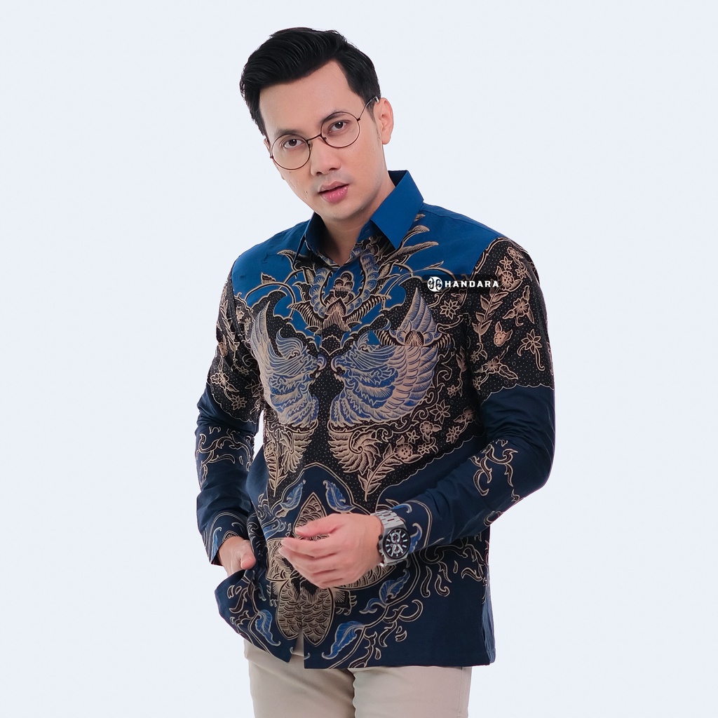 Baju Kemeja Batik Pria Lengan Panjang Slim Fit Premium Modern Full Furing Katun Halus Original Handara Motif Narasinga HB-157