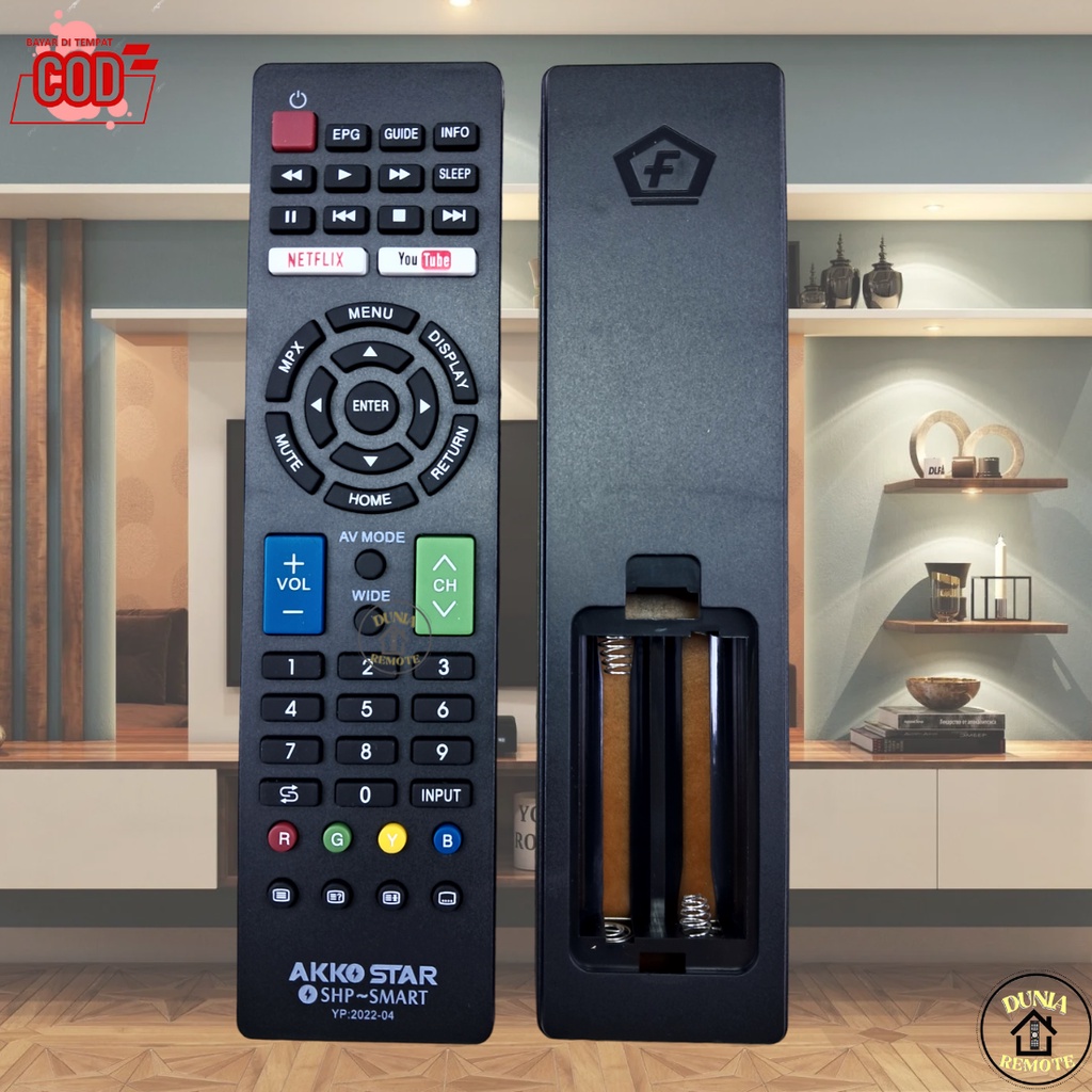 Remot Remote Tv SHARP Smart Multi Android SHARP  LED AQUOS Yotube Netflik YP2022-04