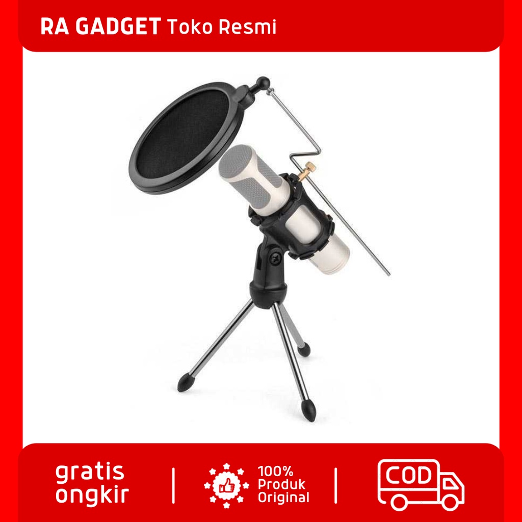 Mini Tripod Stand Mikrofon Berdiri Universal Panjang Pendek Full besi / Pop Filter Mic Condenser Pen