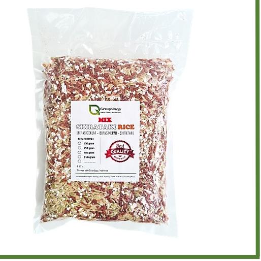 

☞ Mix Shirataki Rice 1 kilogram (Shirataki, Beras Merah & Beras Coklat) by Granology ℮