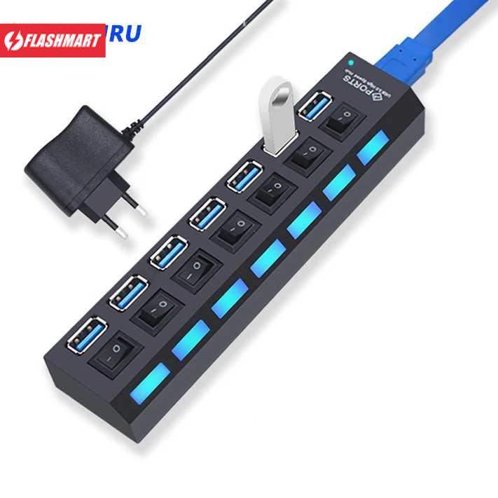 Flashmart USB Hub 7 Port USB 3.0 High Speed Extender - Y445