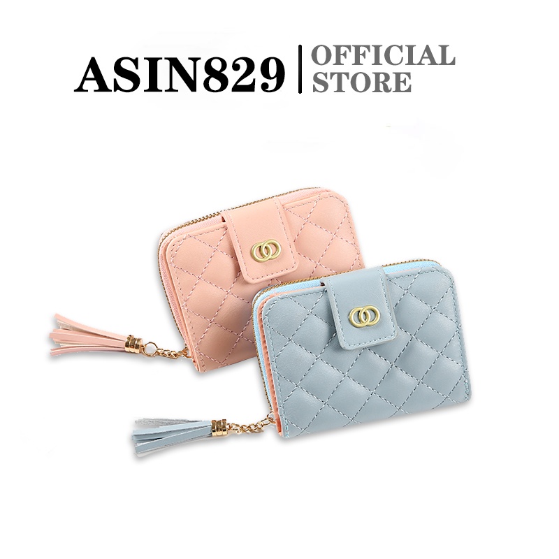 ASIN829 Dompet wanita dompet koin mode ritsleting pendek SC-2 Dompet fashion dompet lipat pendek multifungsi/Dompet lipat wanita kurus pendek impor