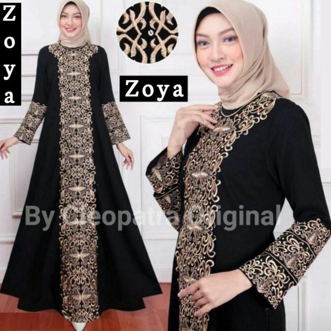 Gamis Wanita Turkey Syari Abaya Hitam Bordir Jubah Arab Drees Muslimah