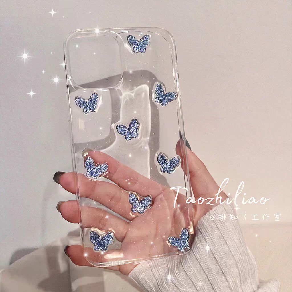 [TPC] Phone Case Bening Transparant BUTTERFLY Kupu - Kupu Glitters Phone Case IPHONE 7 8 PLUS X XS MAX XR 11 12 13 PRO MAX - IP071