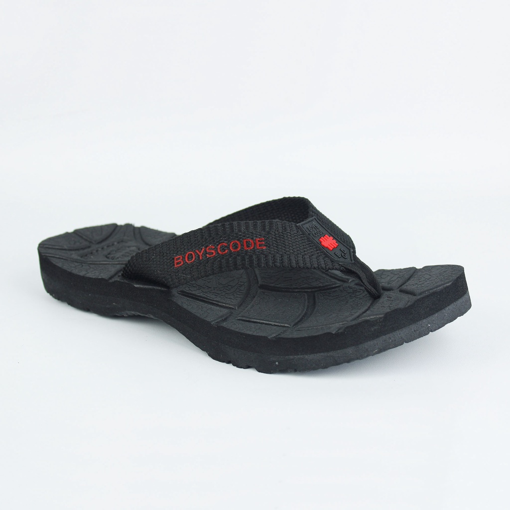 Sendal Jepit Gunung Distro Pria Wanita BOYSCODE Authentic Hitam Fullblack / Sandal Outdoor Cowok