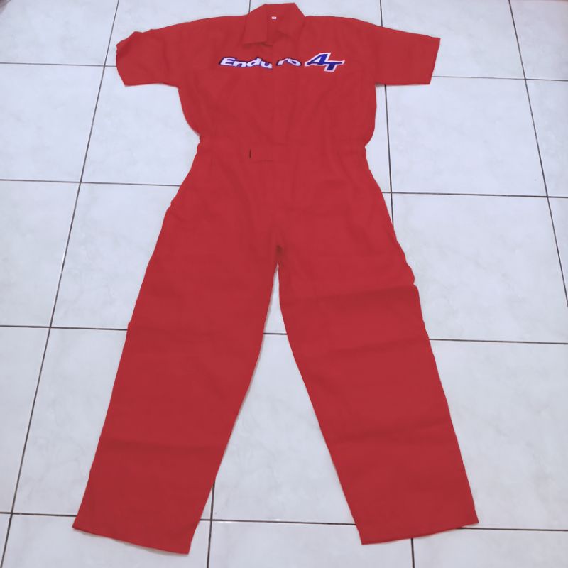 Baju Kodok mekanik wearpack Crew otomotif Oli Pelumas Pertamina Enduro 4T Merah Size XL