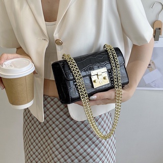 Surface Crocodile Embossed Flap Metal Buckle Chain Square Bag Single Shoulder Bag Crossbody Bag 10073