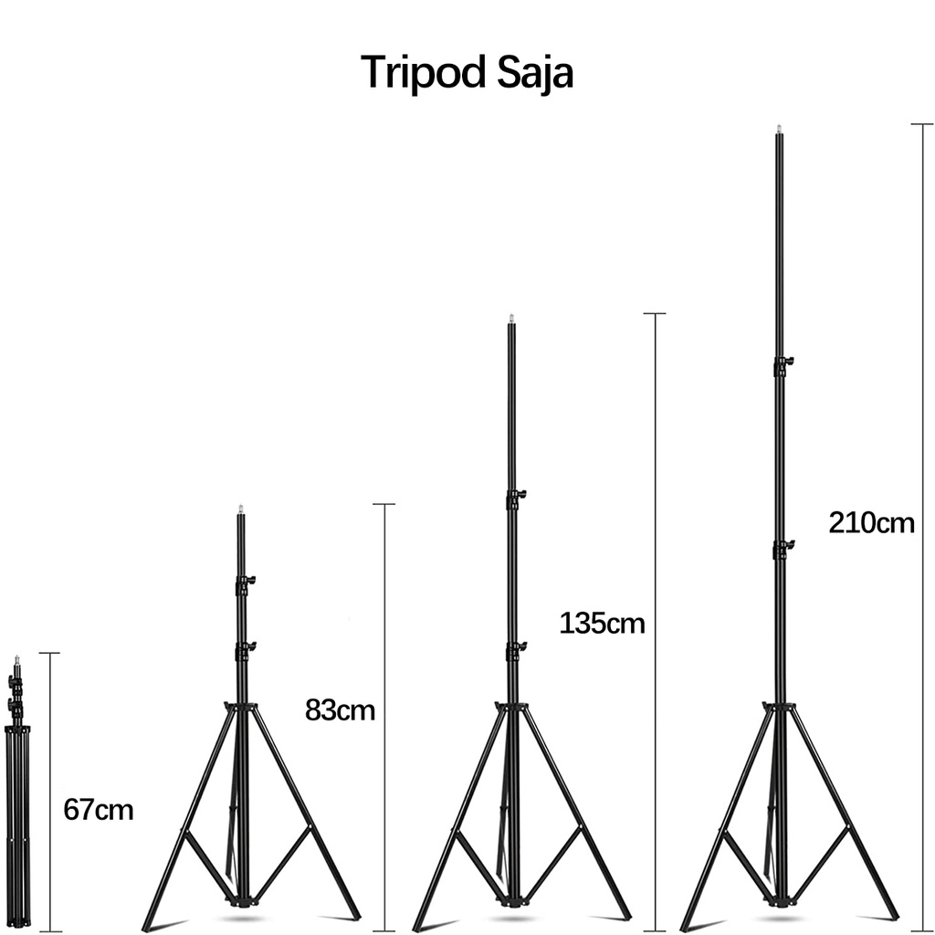 Tripod 2.1 Meter Ringlight 26cm Make Up Vlog Lampu Ringlight Holder